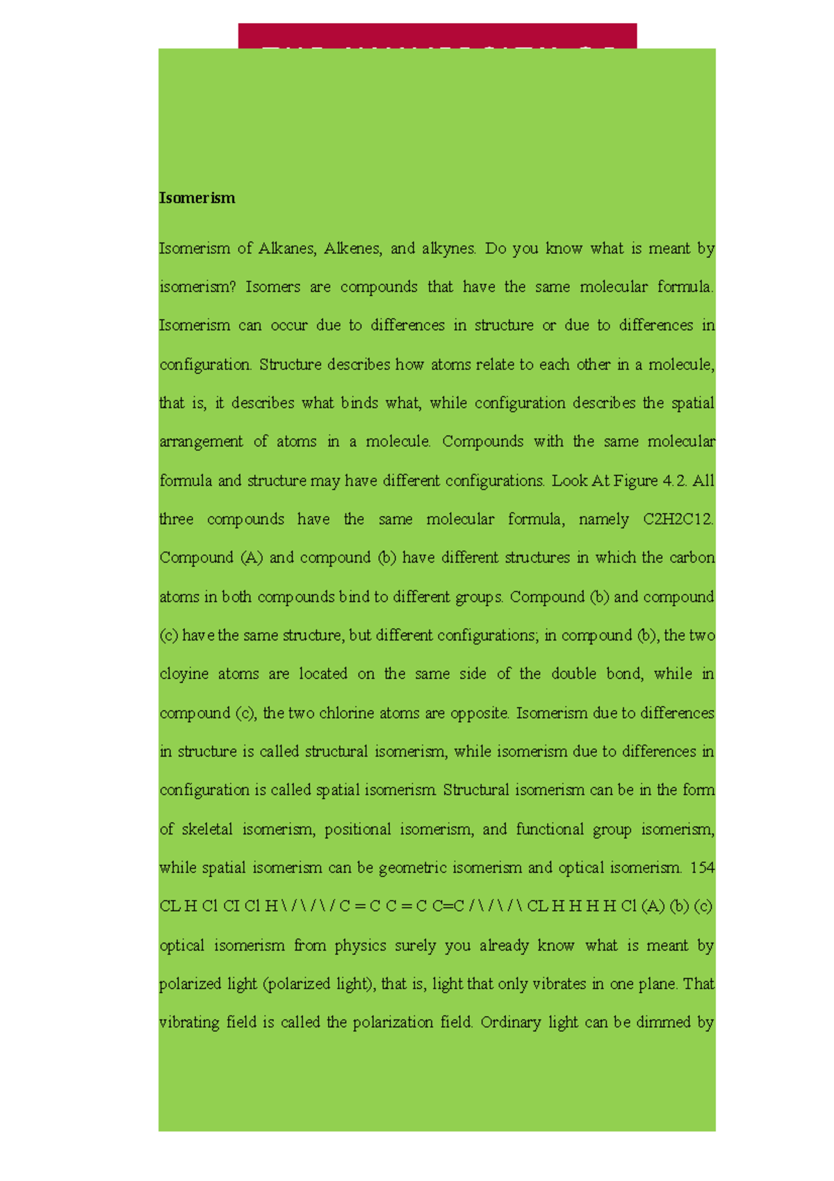 My Lecture Documents Chemistry - Isomerism - Isomerism Isomerism of ...
