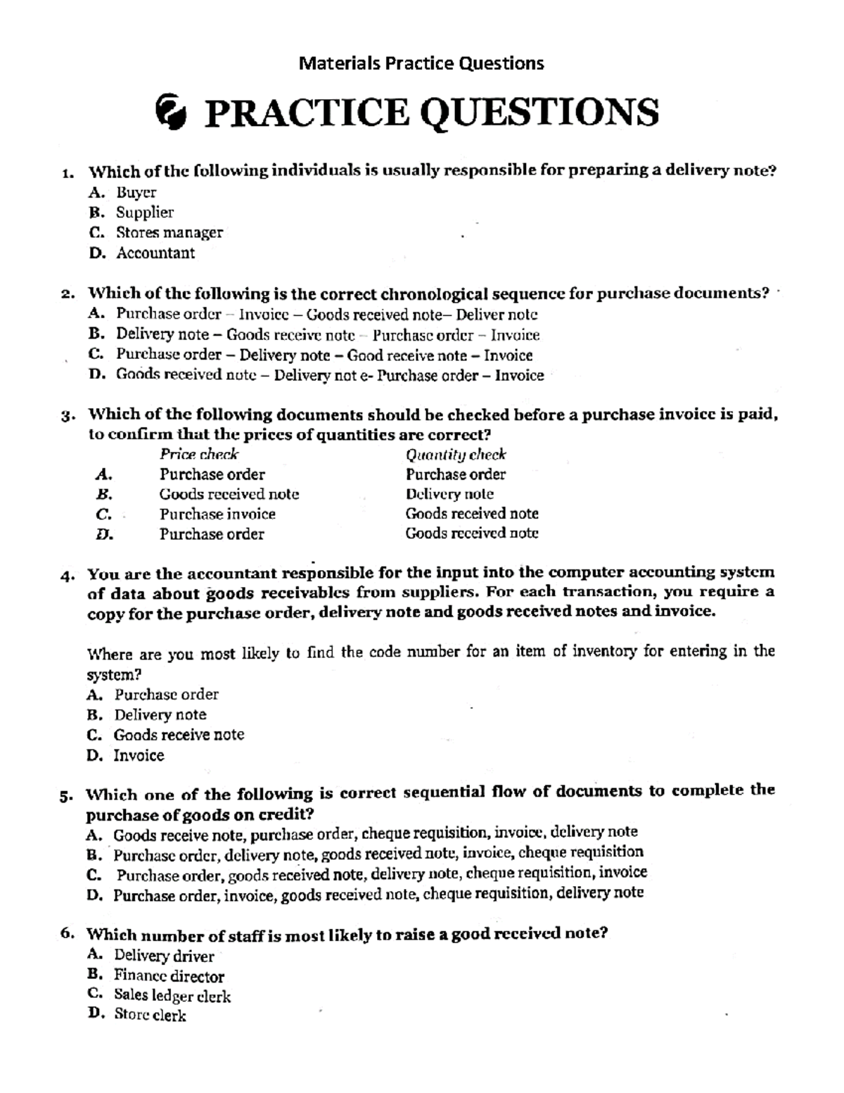 Materials PQ Association of Certified Chartered Accountants