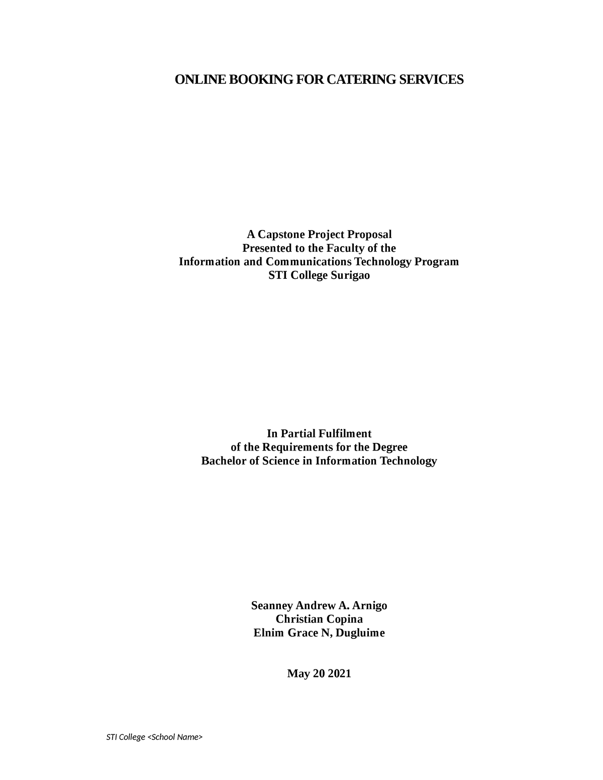 thesis about catering services