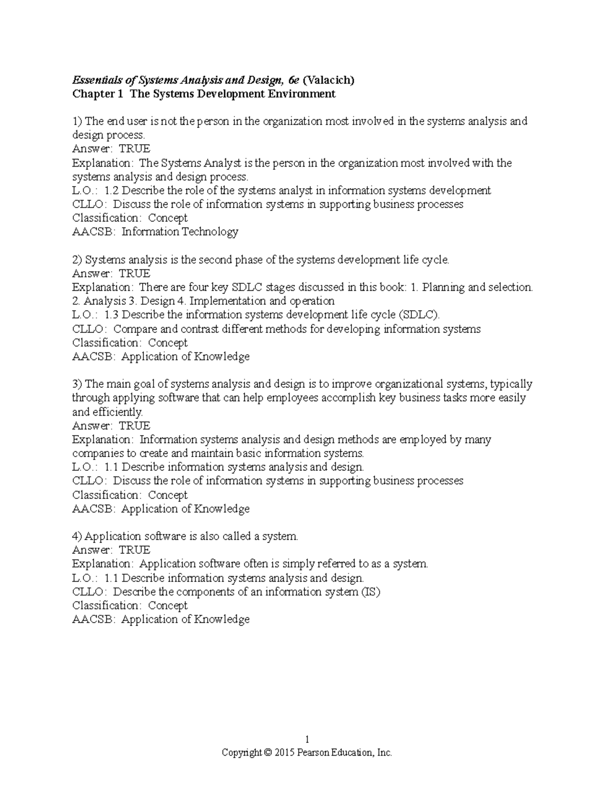 Chapter 1 Test Questions - Essentials of Systems Analysis and Design ...