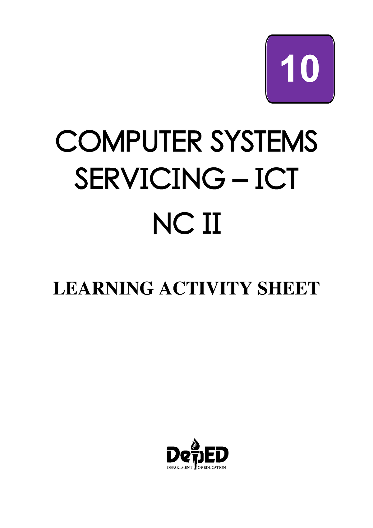 Grade 10 TLE CSS ICT 2021 2022 COMPUTER SYSTEMS SERVICING ICT NC II 