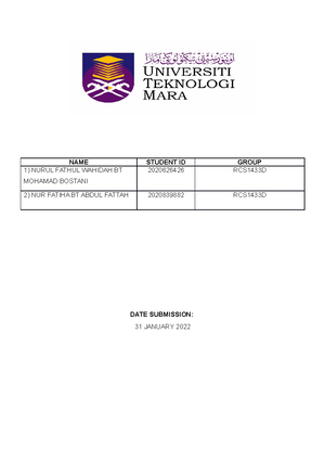 CSC MINI Project Final Report (2) - Introduction to c++ - UiTM - Studocu