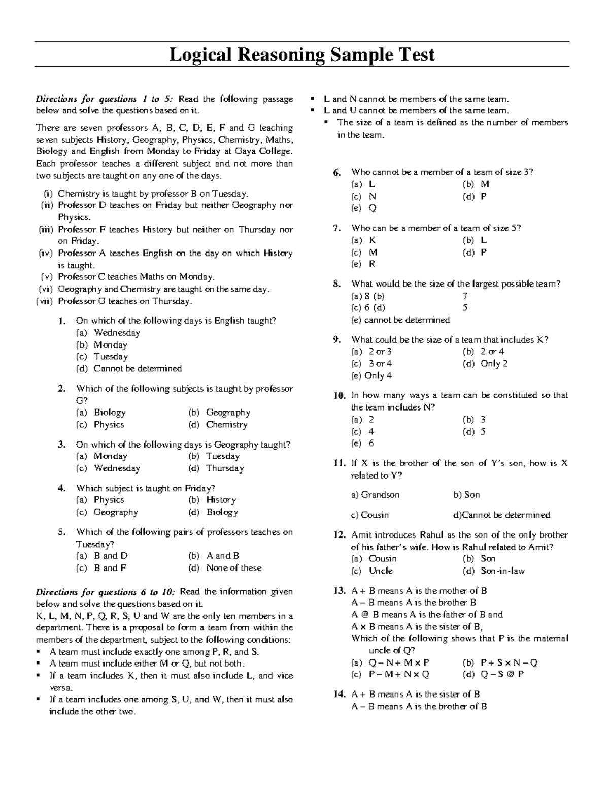 Easy English notes for logical reasoning - Directions for questions 1 ...