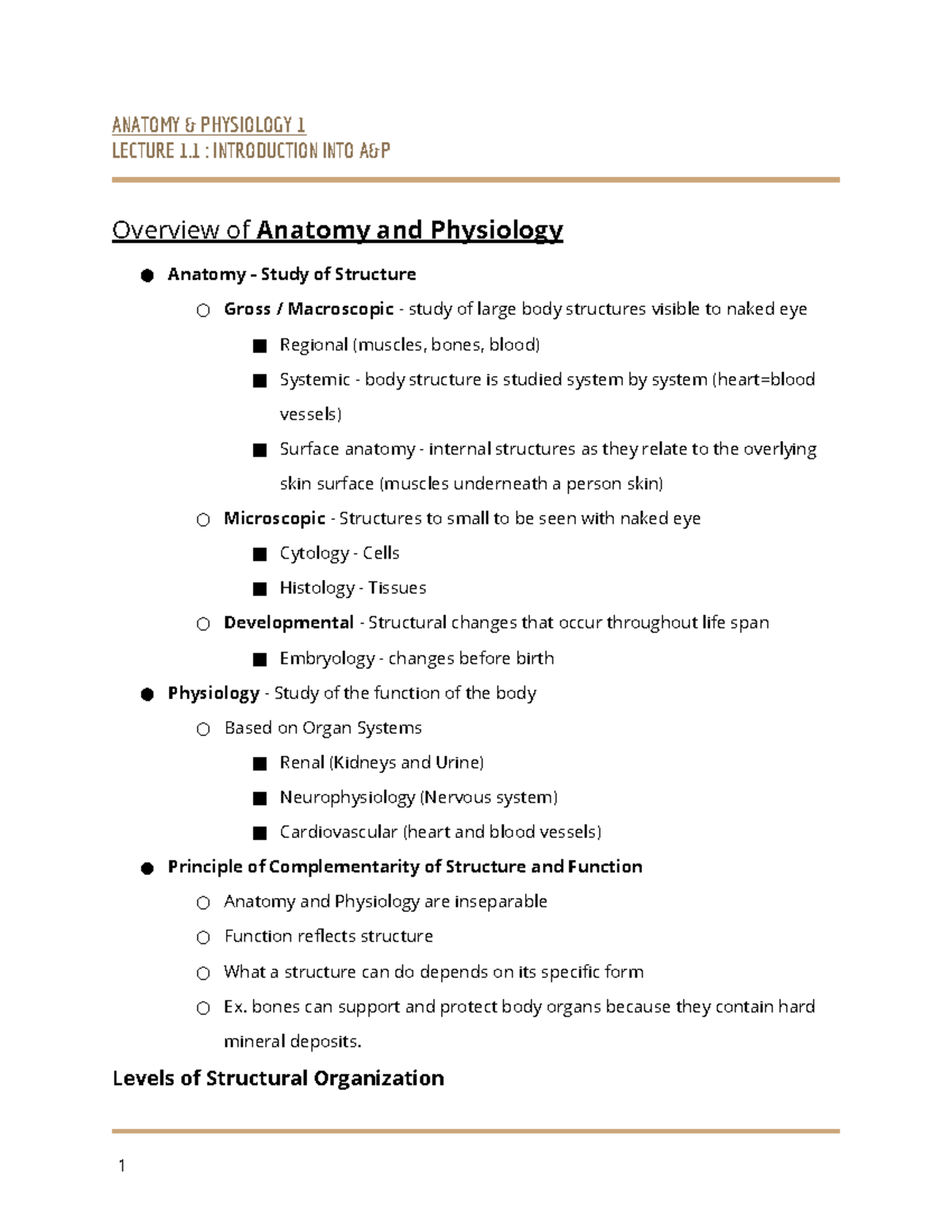Lecture 1 Anatomy And Physiology Anatomy Physiology 1 Lecture 1 Lecture 1 Anatomy And Physiology Anatomy Physiology 1 Lecture 1