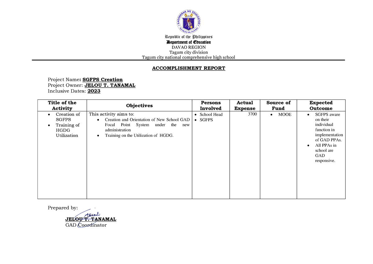 15 - None - Republic of the Philippines Department of Education DAVAO ...