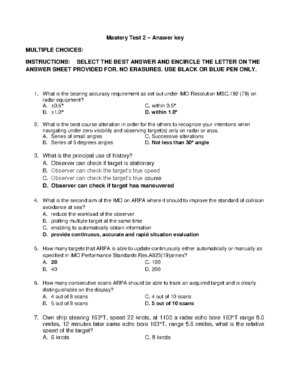 Final Mastery Test - Njone - Mastery Test 2 – Answer Key MULTIPLE ...