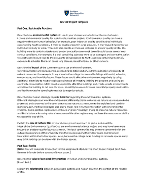 IDS 150 Notes - funneling of resources and funding towards other parts ...