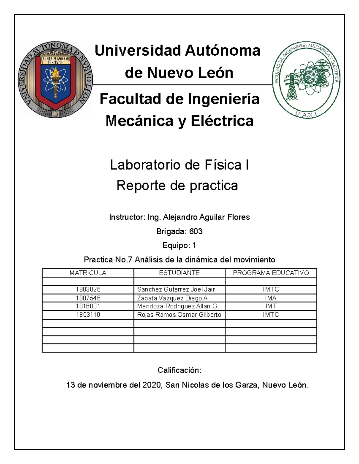 Practica No 7 - Laboratorio - Universidad Autónoma de Nuevo León ...