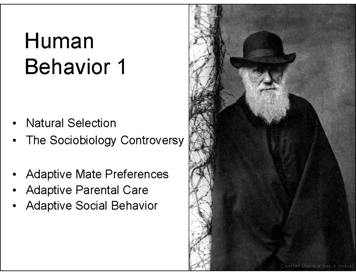 306.32 Fall22 Human Behavior 1 - Human Behavior 1 Natural Selection The ...