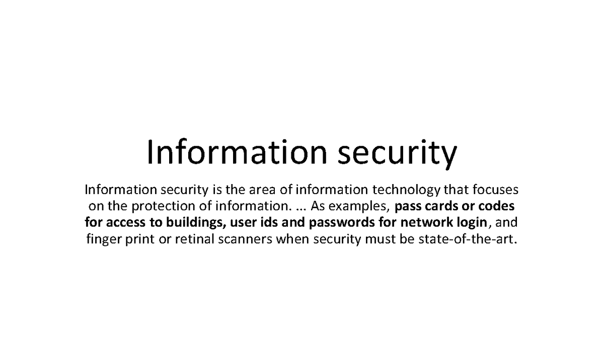 Unit 1 Info Security Concepts - Information security Information ...