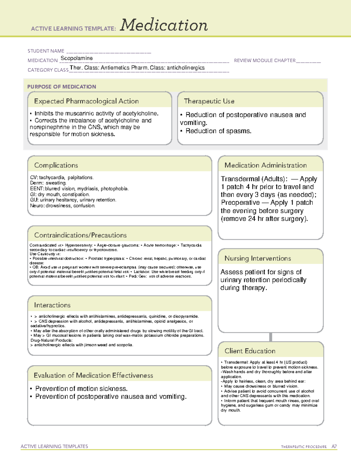 Scopalomine Patch Med Temp - ACTIVE LEARNING TEMPLATES THERAPEUTIC ...