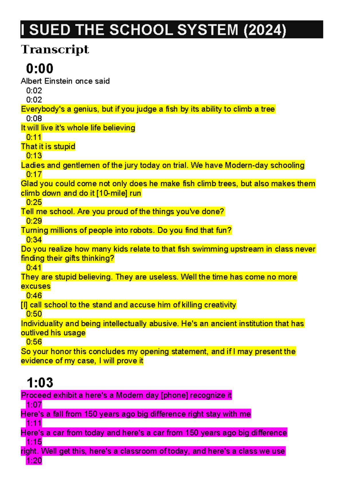 I SUED THE School System - I SUED THE SCHOOL SYSTEM (2024) Transcript 0 ...