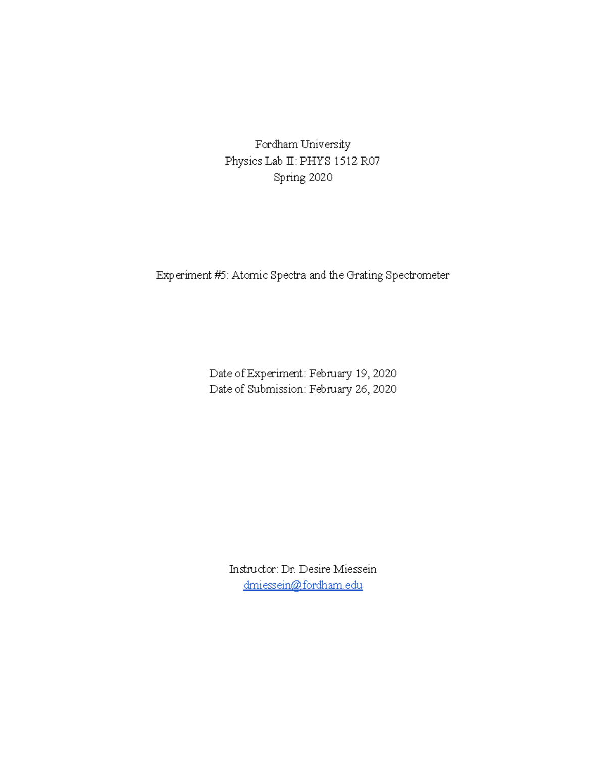 Physics Lab II Lab #5 - lab paper - Fordham University Physics Lab II ...