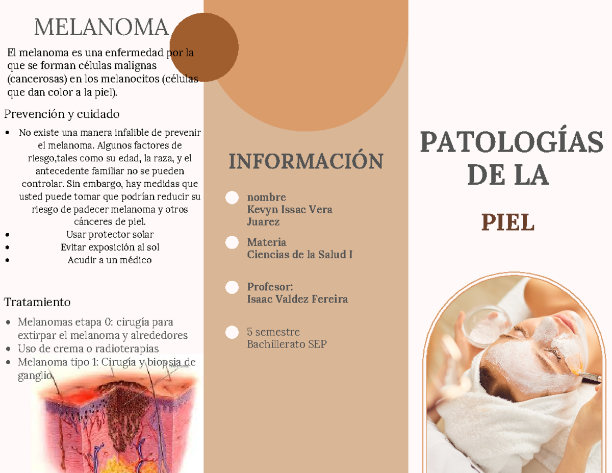 Piel triptico importante - PATOLOGÍAS DE LA PIEL INFORMACIÓN nombre ...