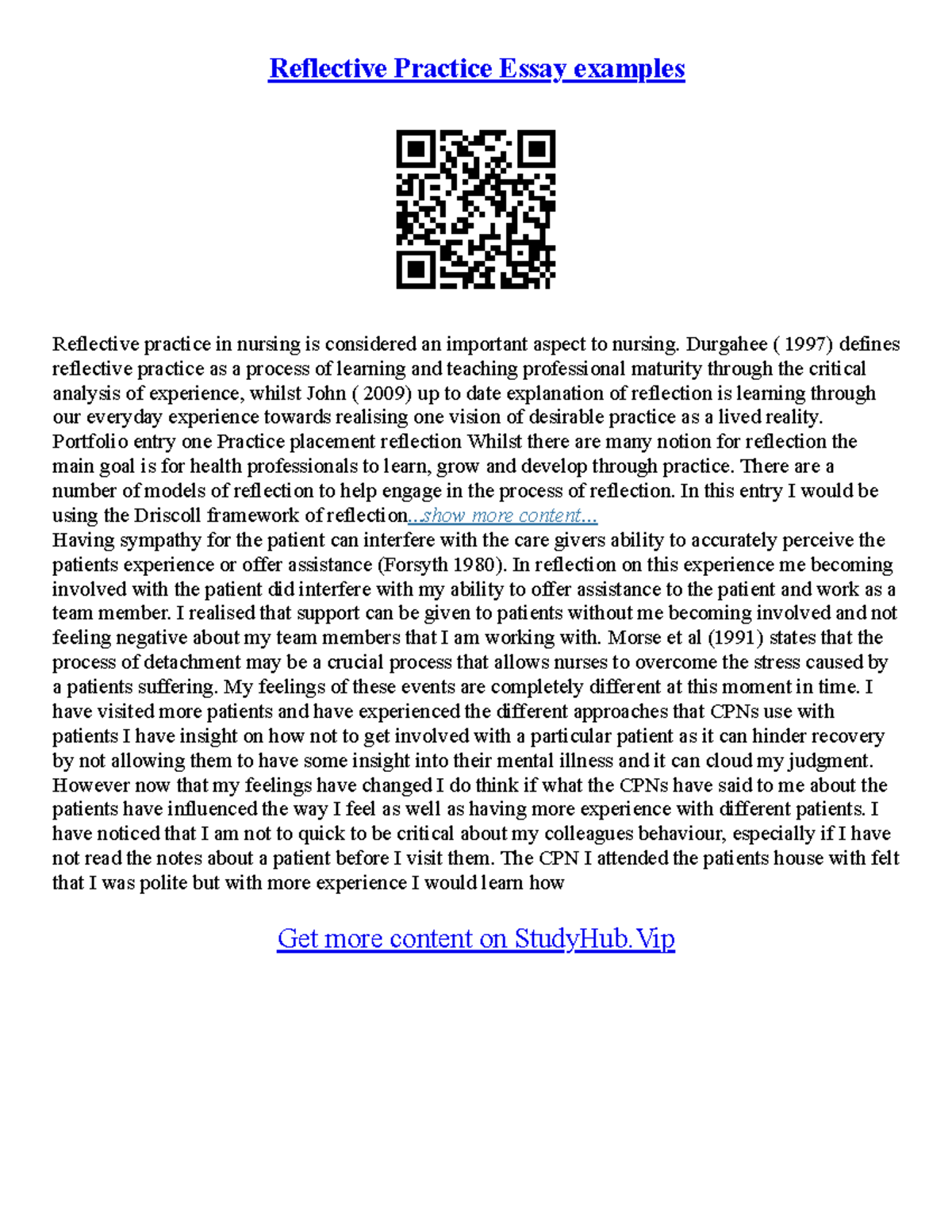 Sample Of Reflective Essay - Reflective Practice Essay examples ...