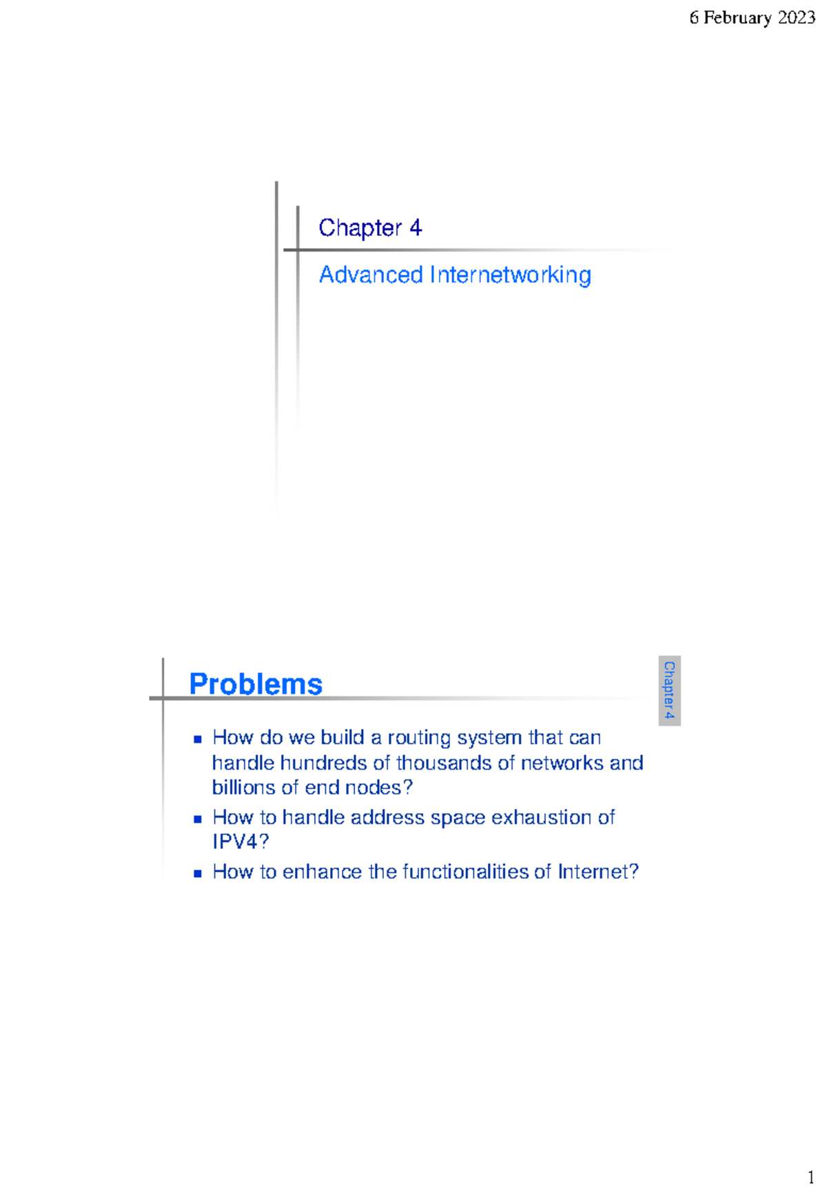 Chapter 4 Advanced Internetworking - Chapter 4 Problems ####### How do ...