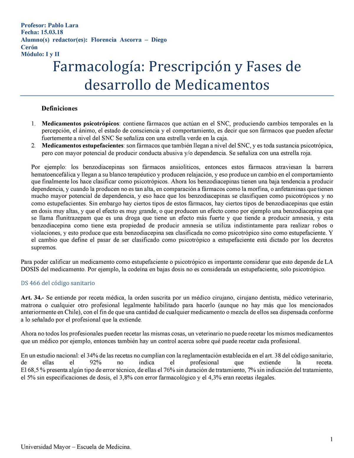 2. Prescripción y Desarollo de Medicamentos - Profesor: Pablo Lara ...