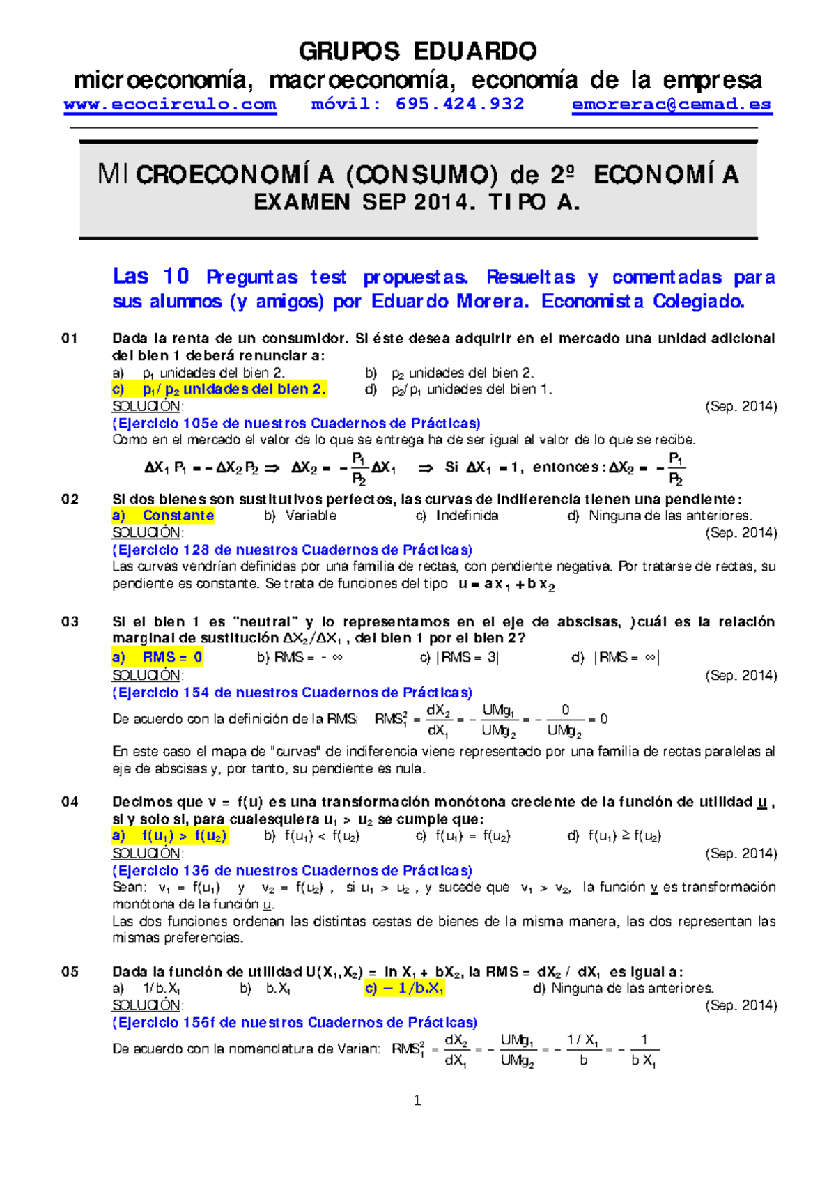 Practicas Preguntas Y Respuestas Microeconomia Consumo Septiembre