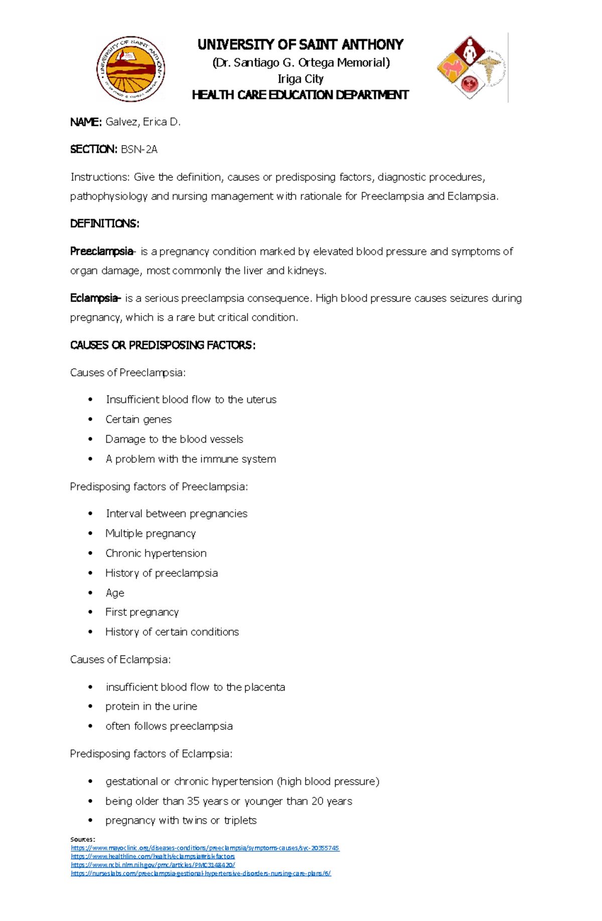 Preeclampsia AND Eclampsia Meaning and Nursing Interventions