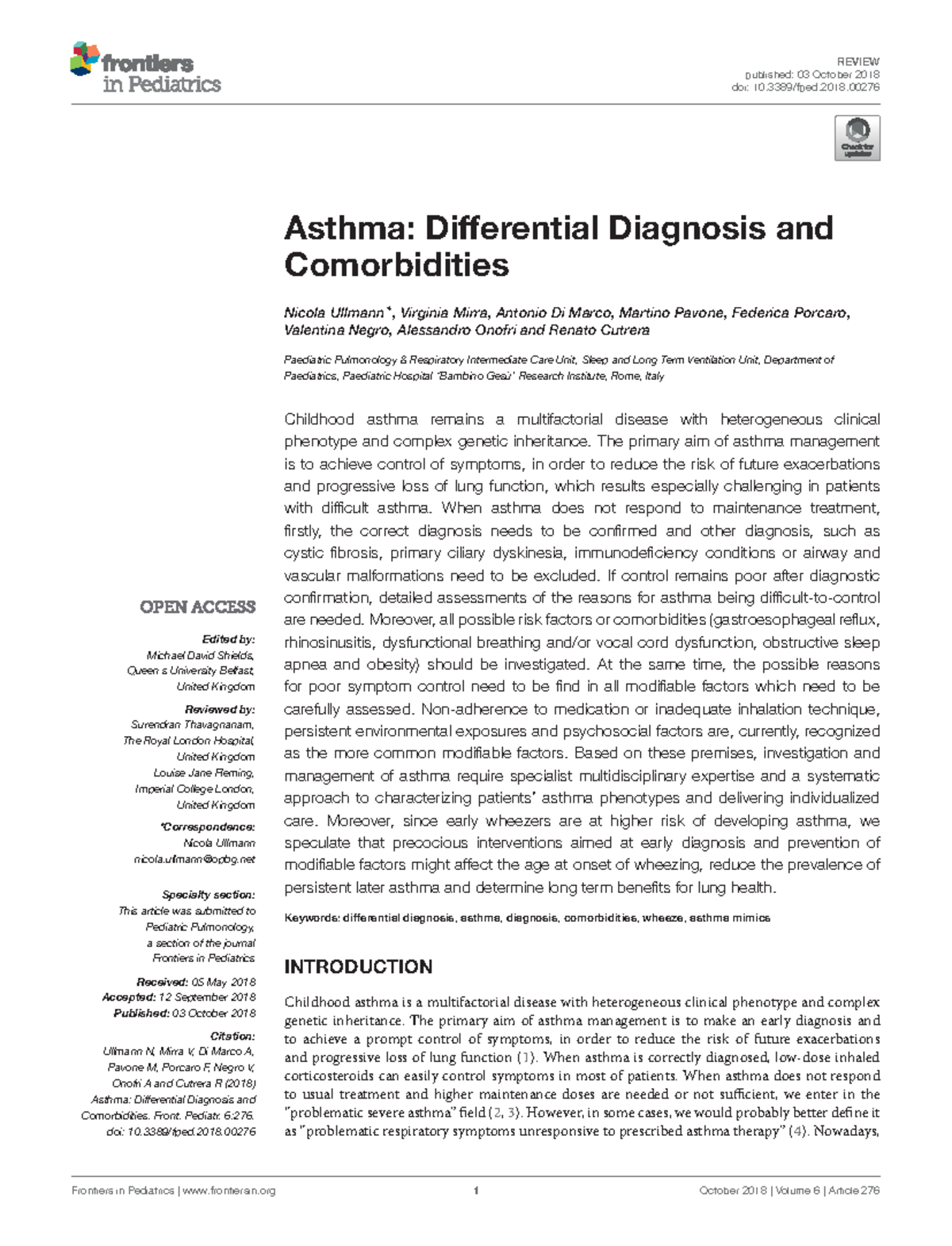 Asthma Differential Diagnosis and Comorbidities REVIEW published 03