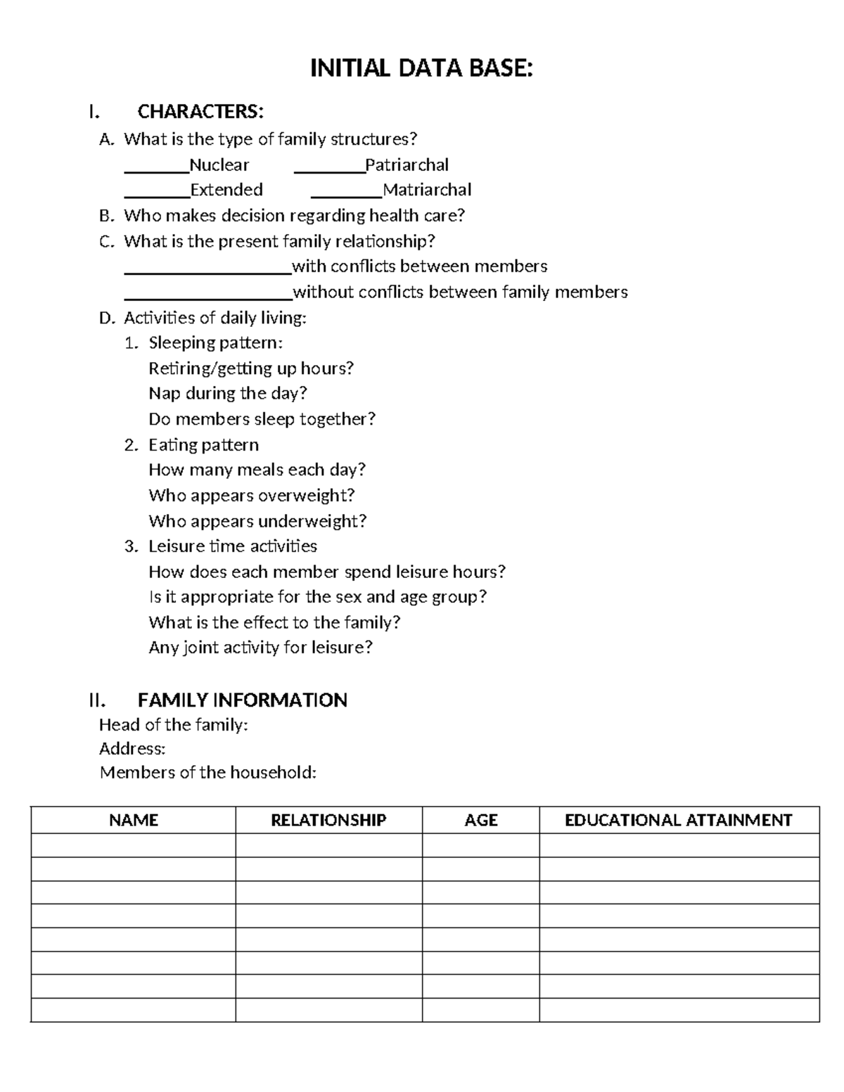 Initial-DATA-BASE - Initial-DATA-BASE - I. CHARACTERS: INITIAL DATA ...