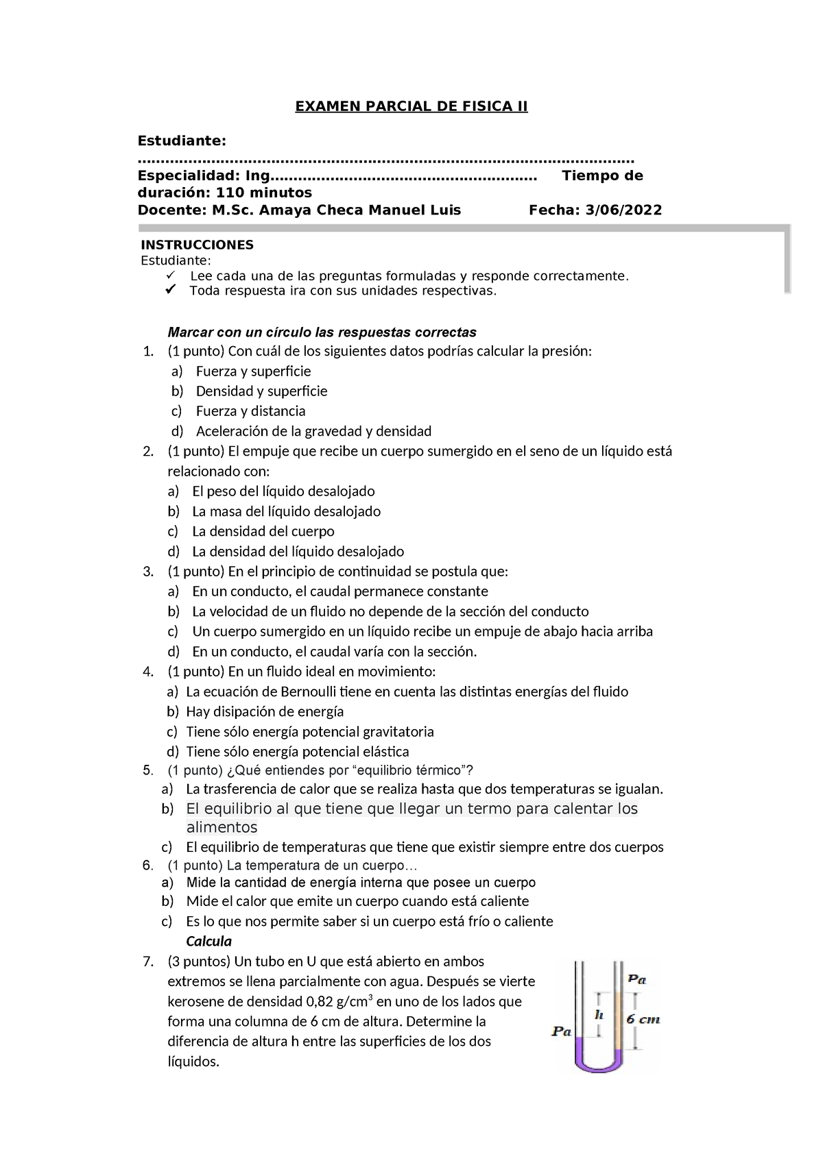 Examen Parcial DE Fisica II 202201 - EXAMEN PARCIAL DE FISICA II ...