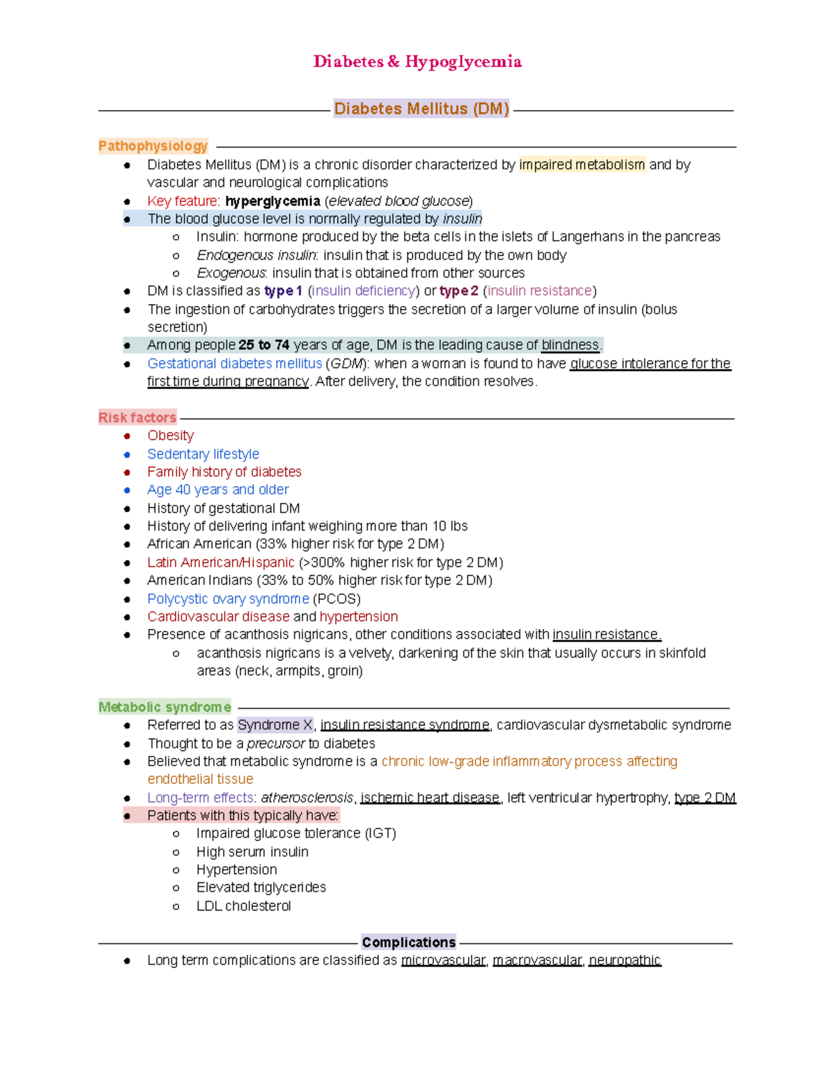 Quiz 16 Diabetes And Hypoglycemia 50 ————————————————— Diabetes Mellitus Dm