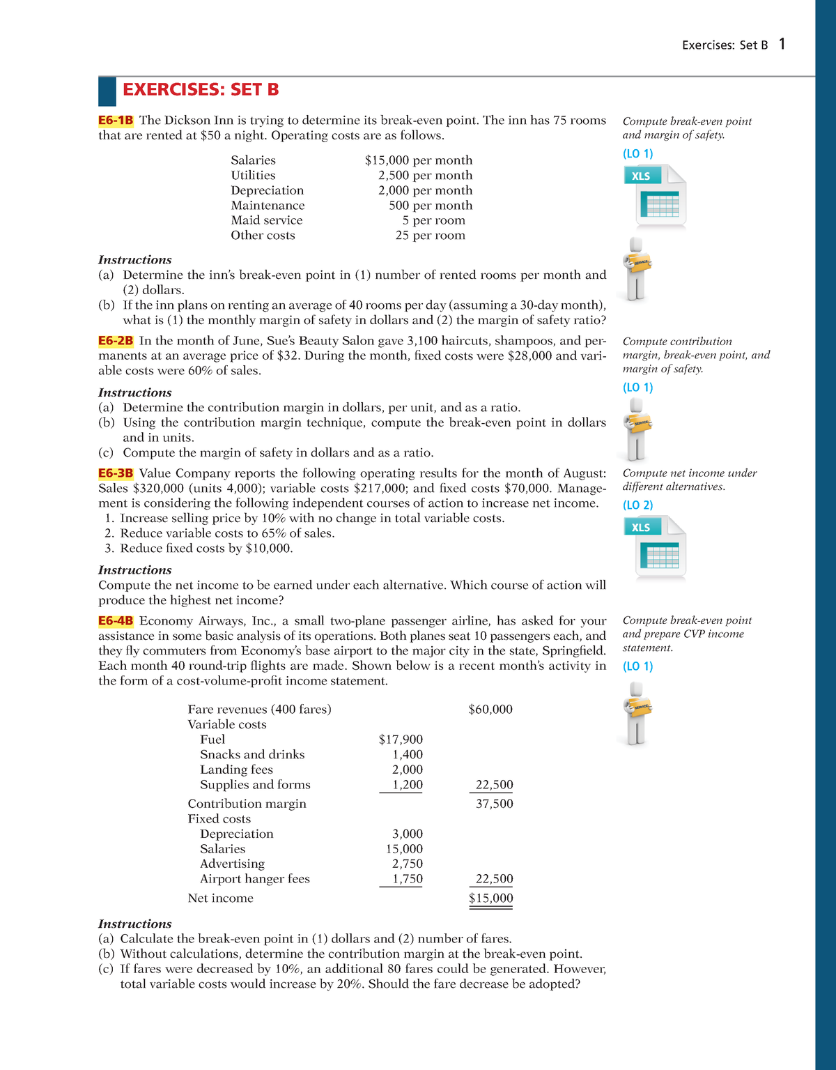 Mutli Product CVP Practice - Exercises: Set B 1 E6-1B The Dickson Inn ...