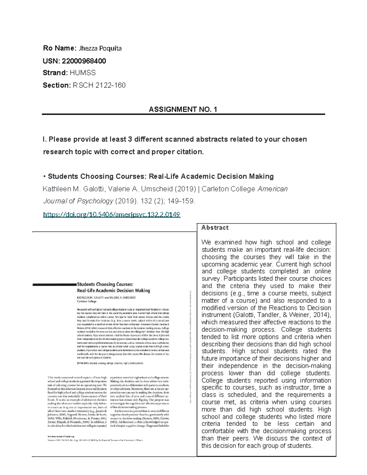 Assignment-No - Summary Humanities and Social Sciences Strand (HUMSS ...