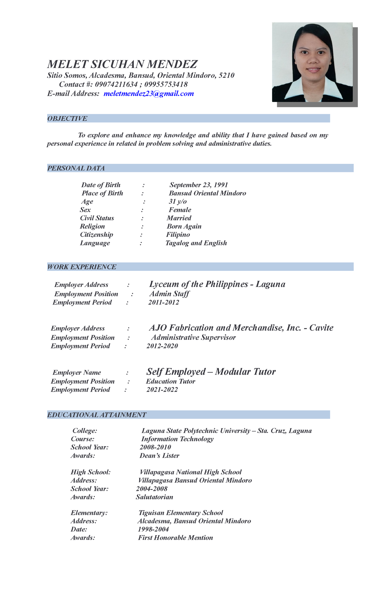 Resume - This are all different reference documentation that can be use ...