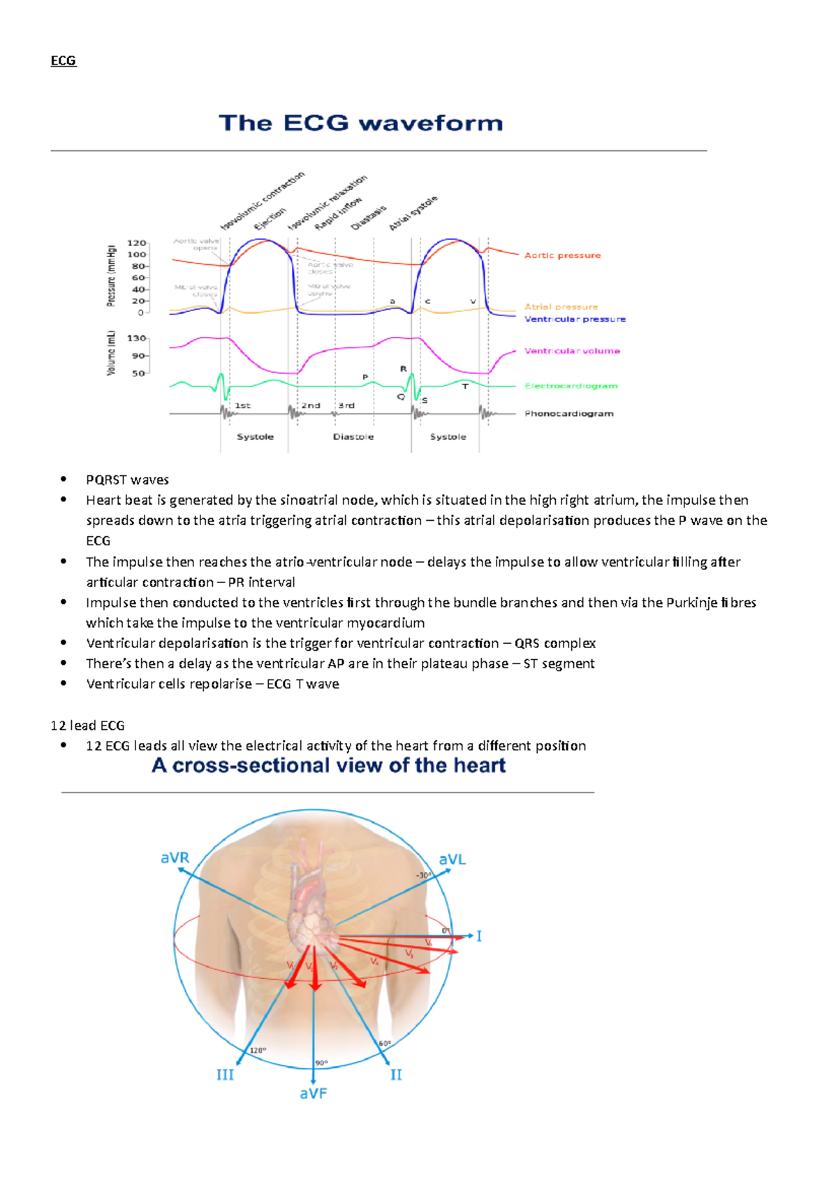 ECG pre-lecture - ECG PQRST waves Heart beat is generated by the ...