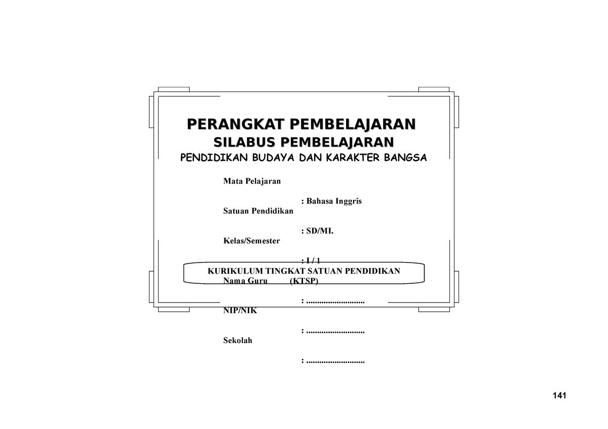 Silabus Inggris - KURIKULUM TINGKAT SATUAN PENDIDIKAN (KTSP) PERANGKAT ...