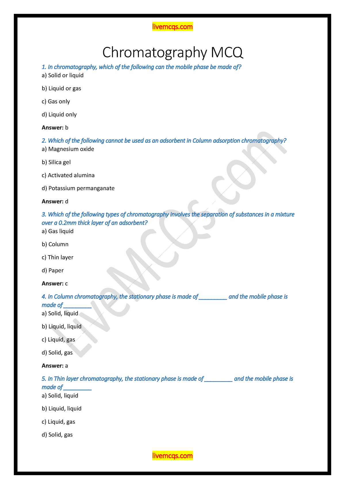 ChromatographyMCQ This is helpful to utilize your study time