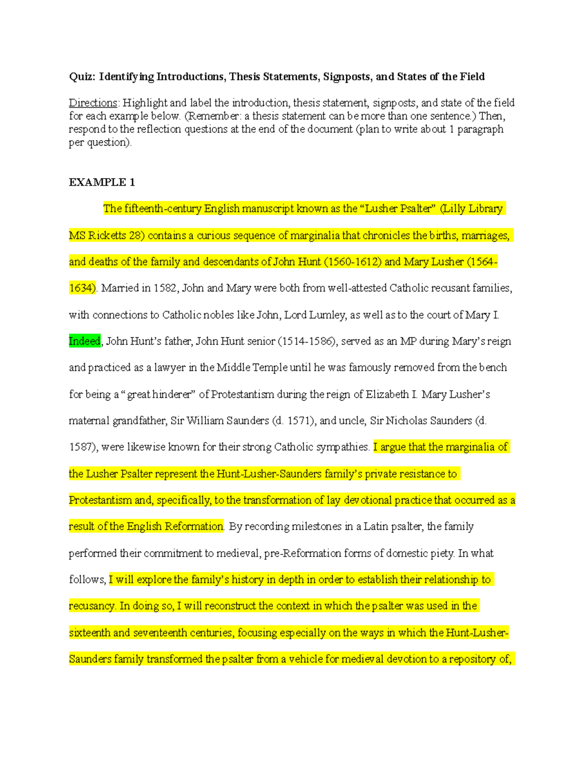 Identifying Introductions Examples and Questions - Quiz: Identifying ...