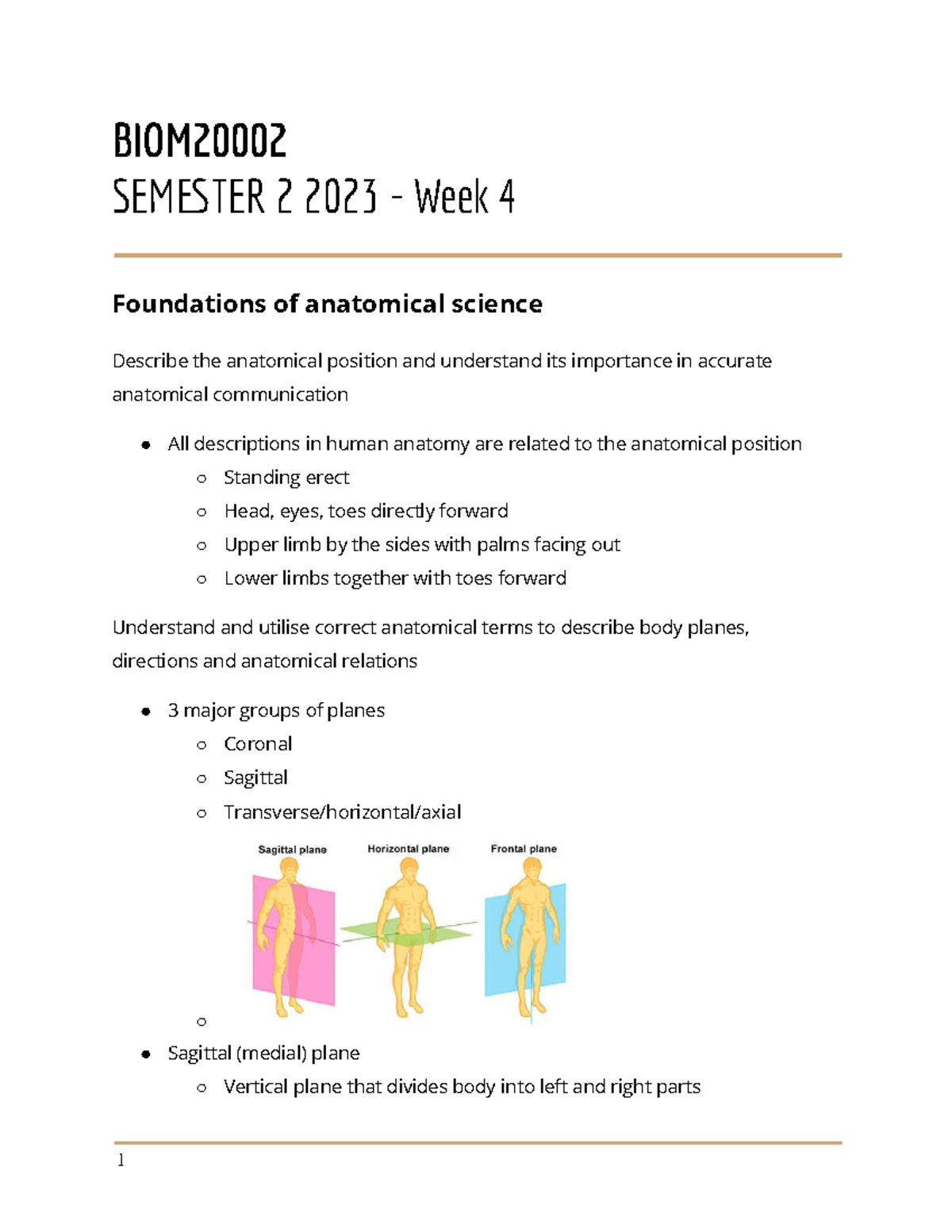 BIOM2000 2 - Week 4 - Week 4 lecture notes covering foundations of ...