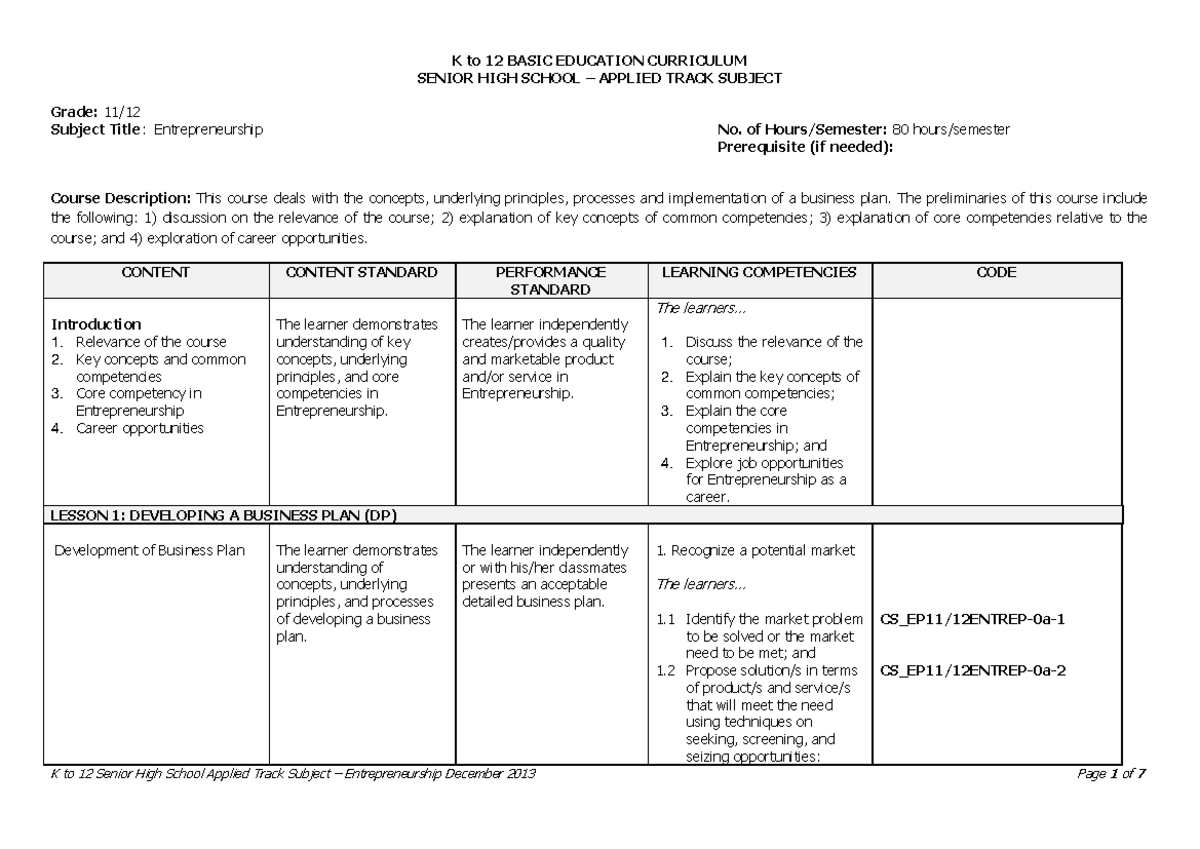 SHS Applied Entrepreneurship CG 2016 0516 - English Literature - UZ ...