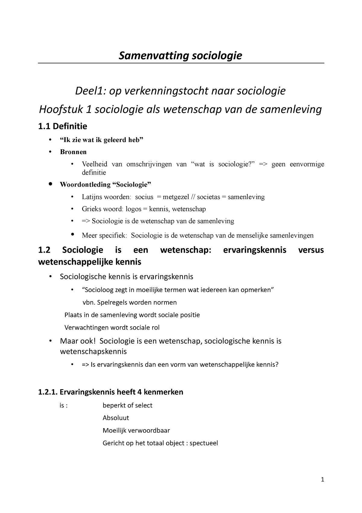 Samenvatting Sociologisch Perspectief Pasteels - Samenvatting ...