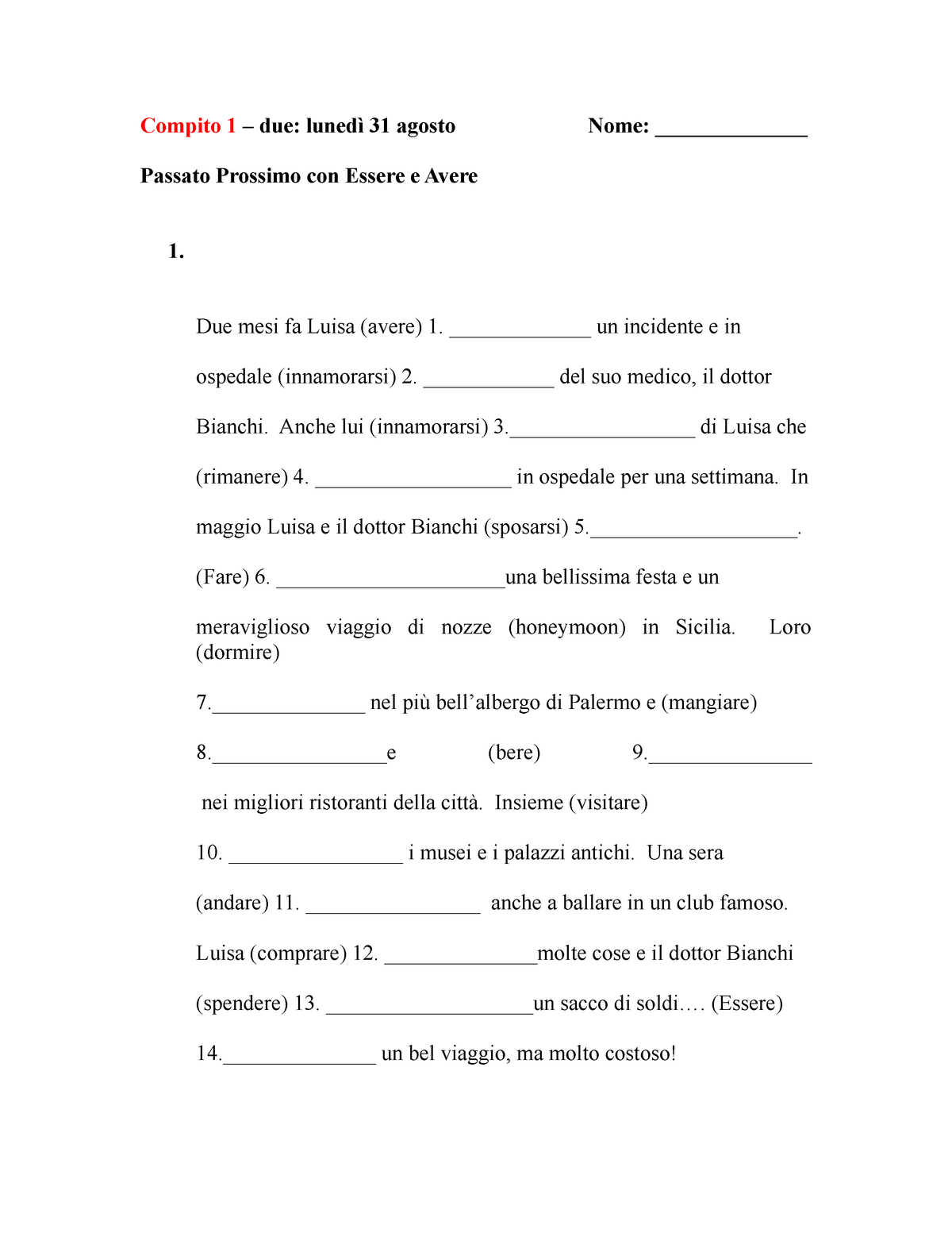 assignment in italiano