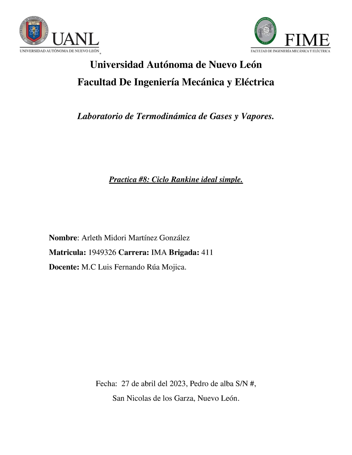 Practica 8 1949326 Práctica 8 Universidad Autónoma De Nuevo León Facultad De Ingeniería 2974