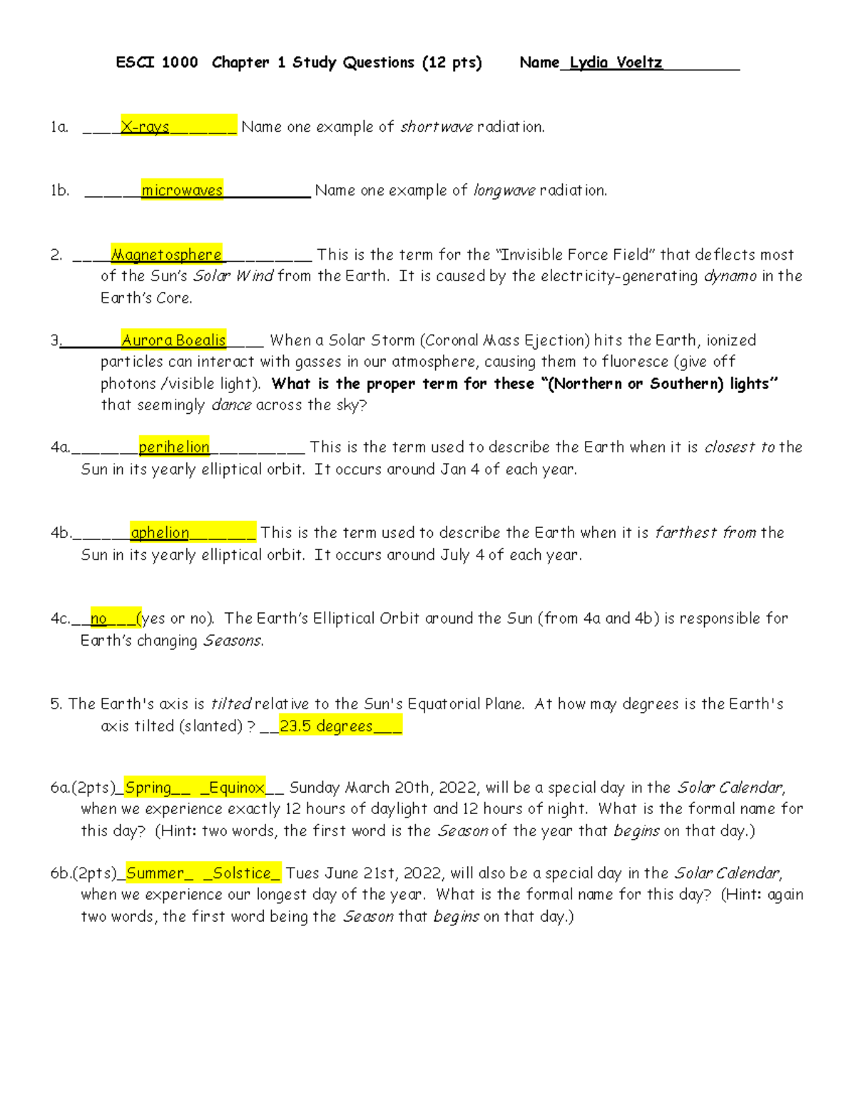 Chapter 1 Study Questions spr2022 - ESCI 1000 Chapter 1 Study Questions ...