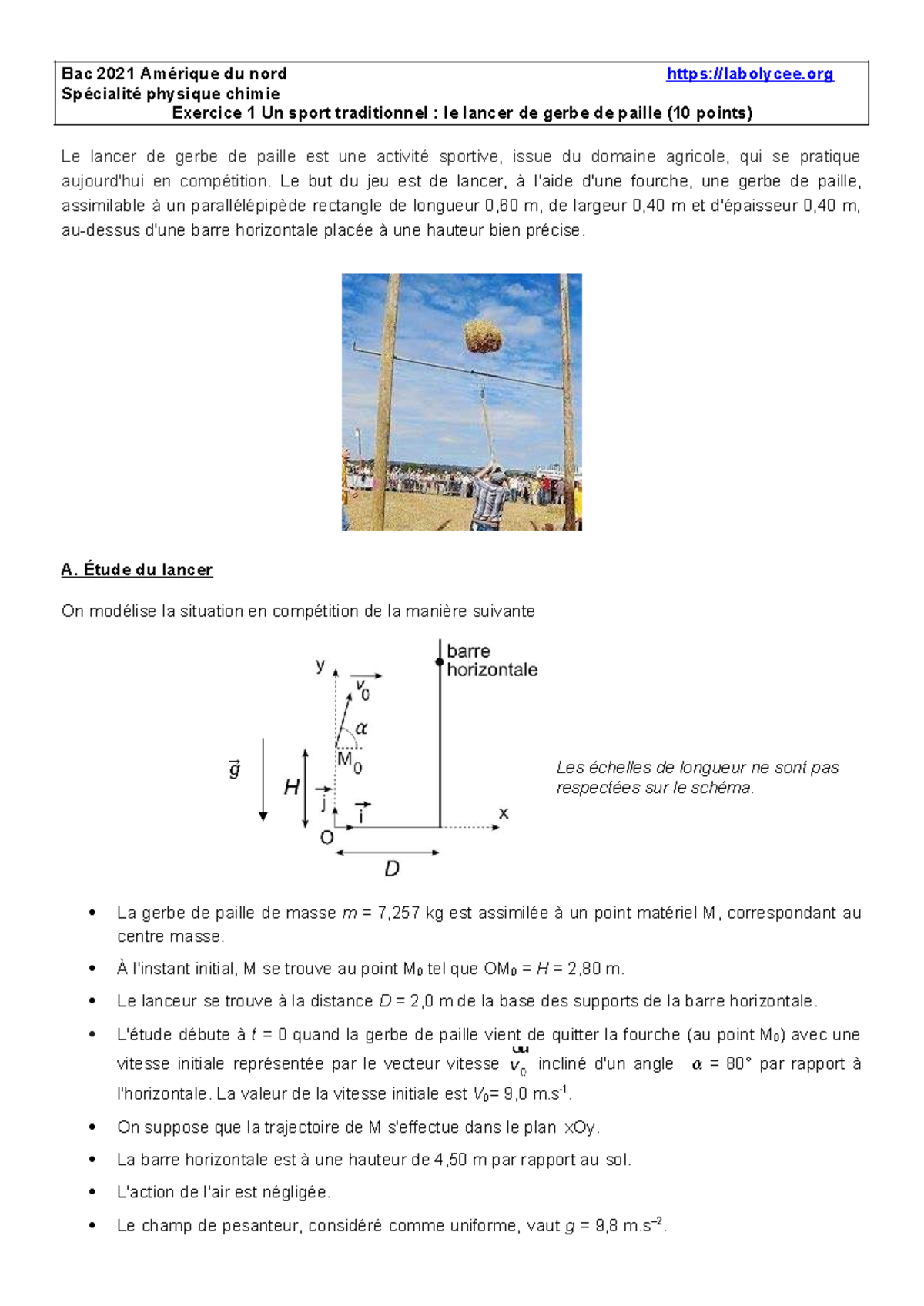 2021-Lancer de gerbe - Bac 2021 Amérique du nord labolycee Spécialité ...