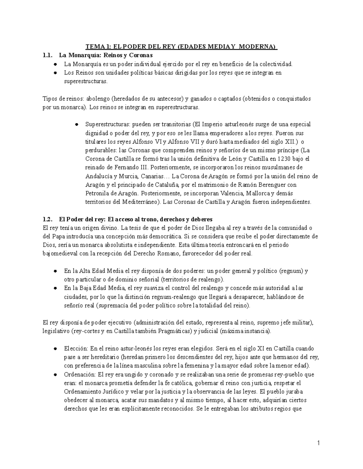 Historia del derecho publico - TEMA 1: EL PODER DEL REY (EDADES MEDIA Y ...