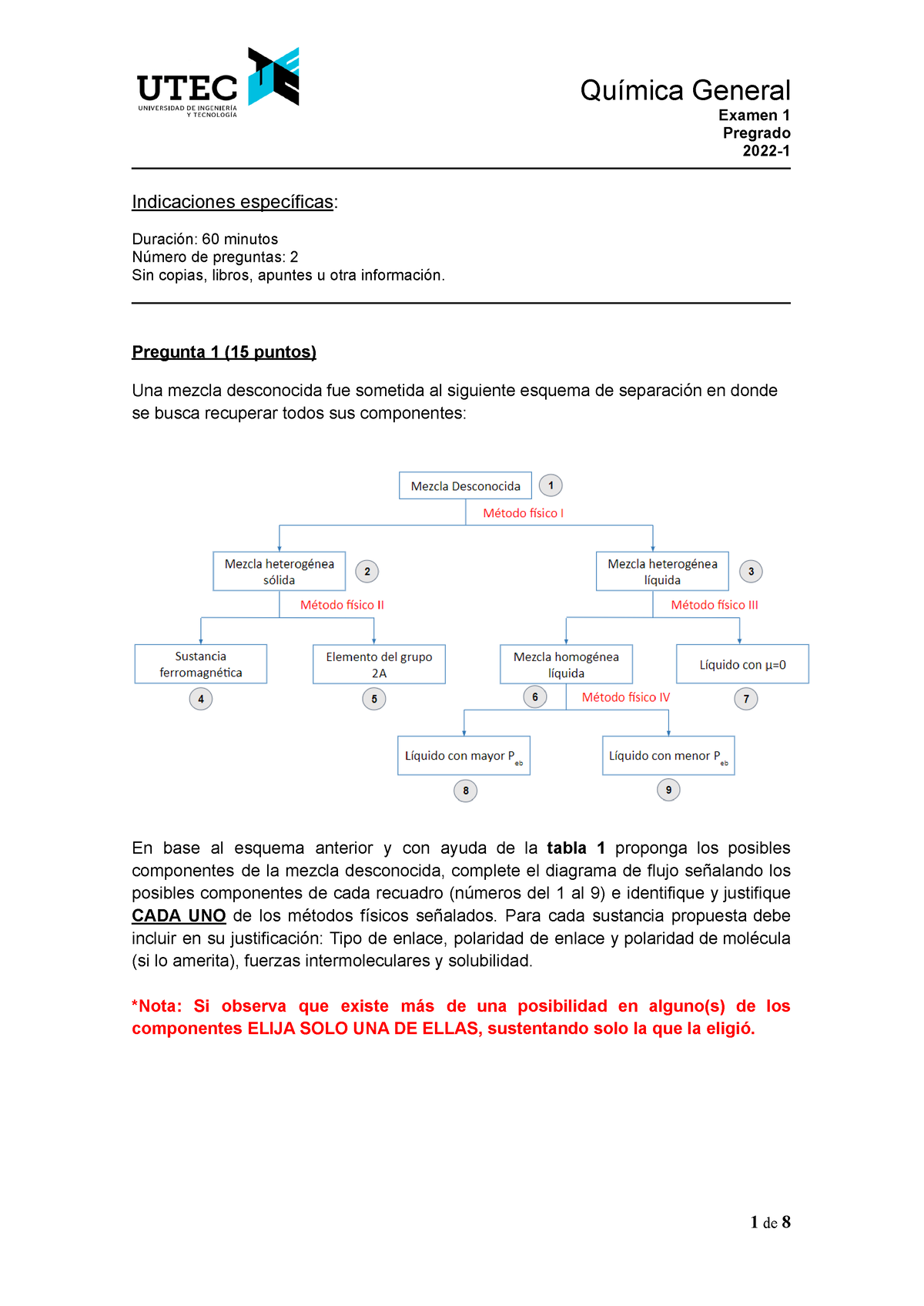 Examen Parcial 2022-1 - Examen 1 Pregrado 2022- Indicaciones ...