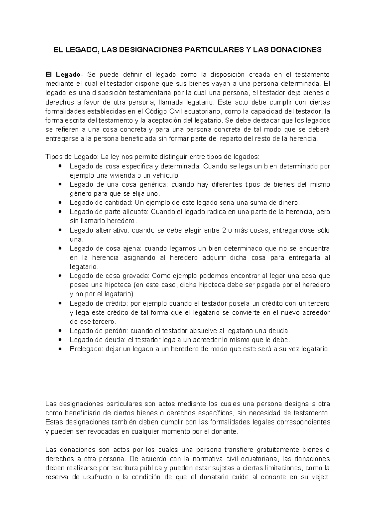 designaciones particulares ecuador - EL LEGADO, LAS DESIGNACIONES ...