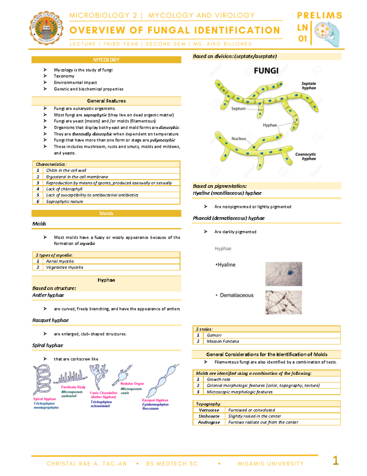 Micro-58 - none - MYCOLOGY Ø Mycology is the study of fungi Ø Taxonomy ...