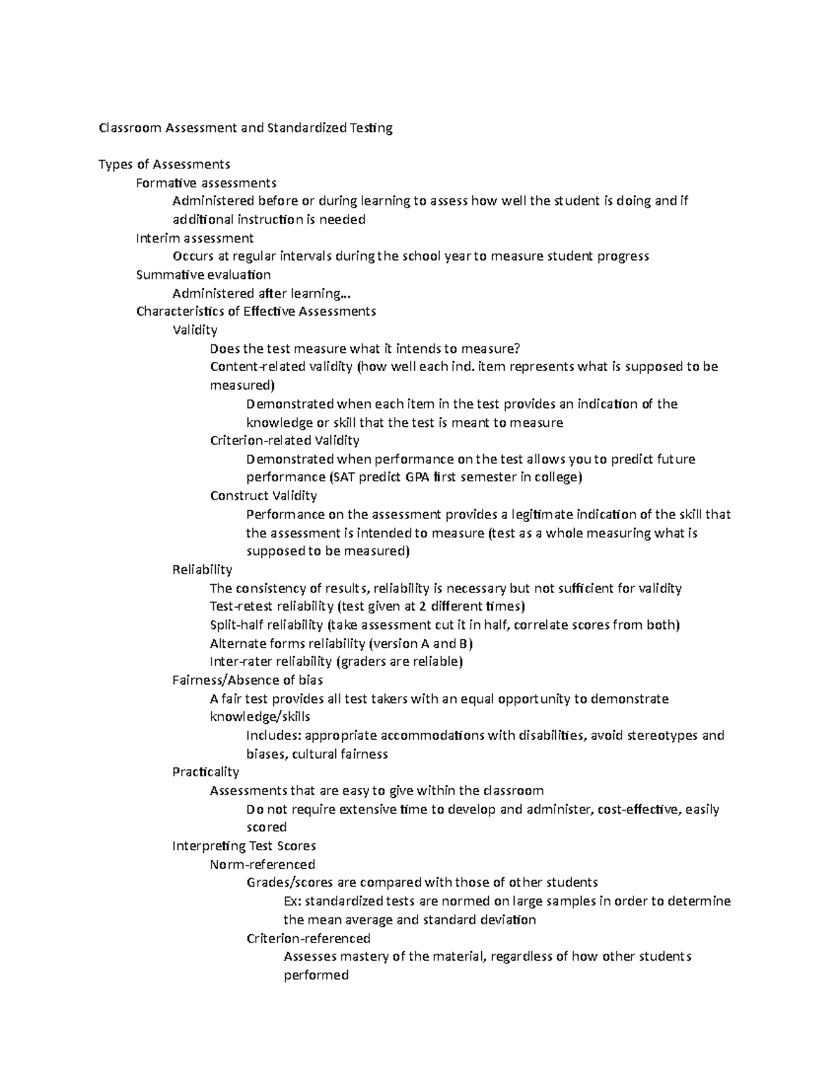 Ed psych ch 15 Classroom Assessment and Standardized Testing ...