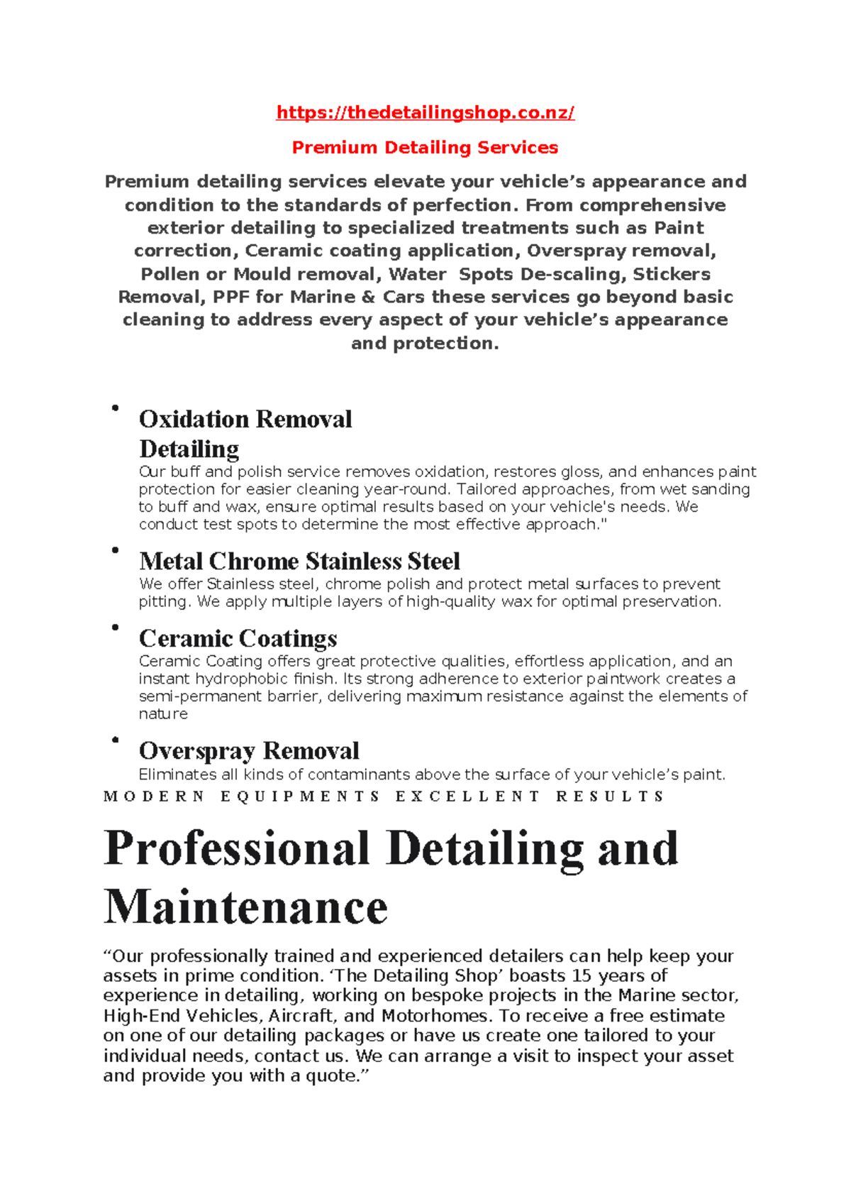 The detailing shop for quality premium detailing notes for reading ...