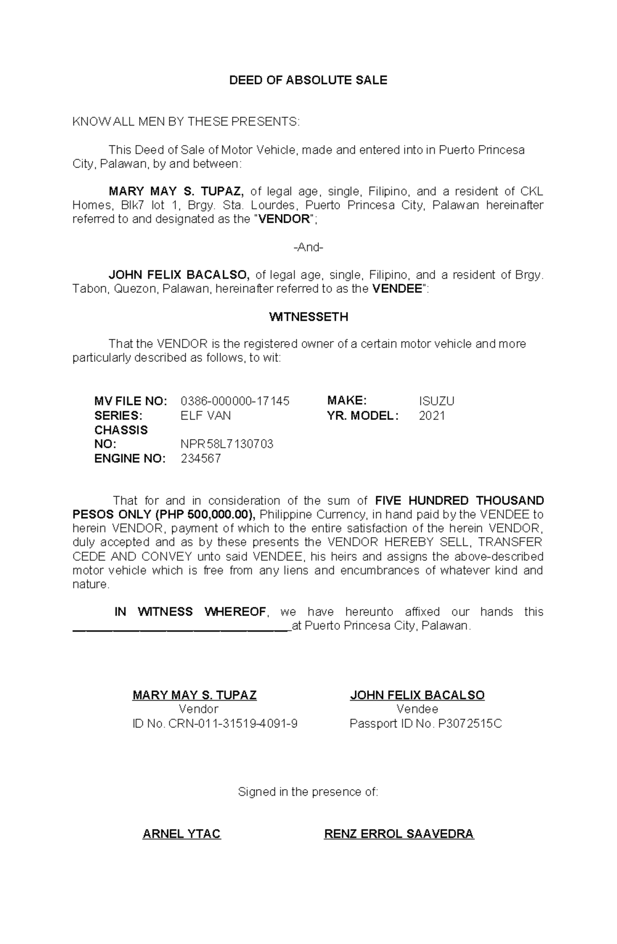 Deed of Absolute Sale - Assignment - DEED OF ABSOLUTE SALE KNOW ALL MEN ...