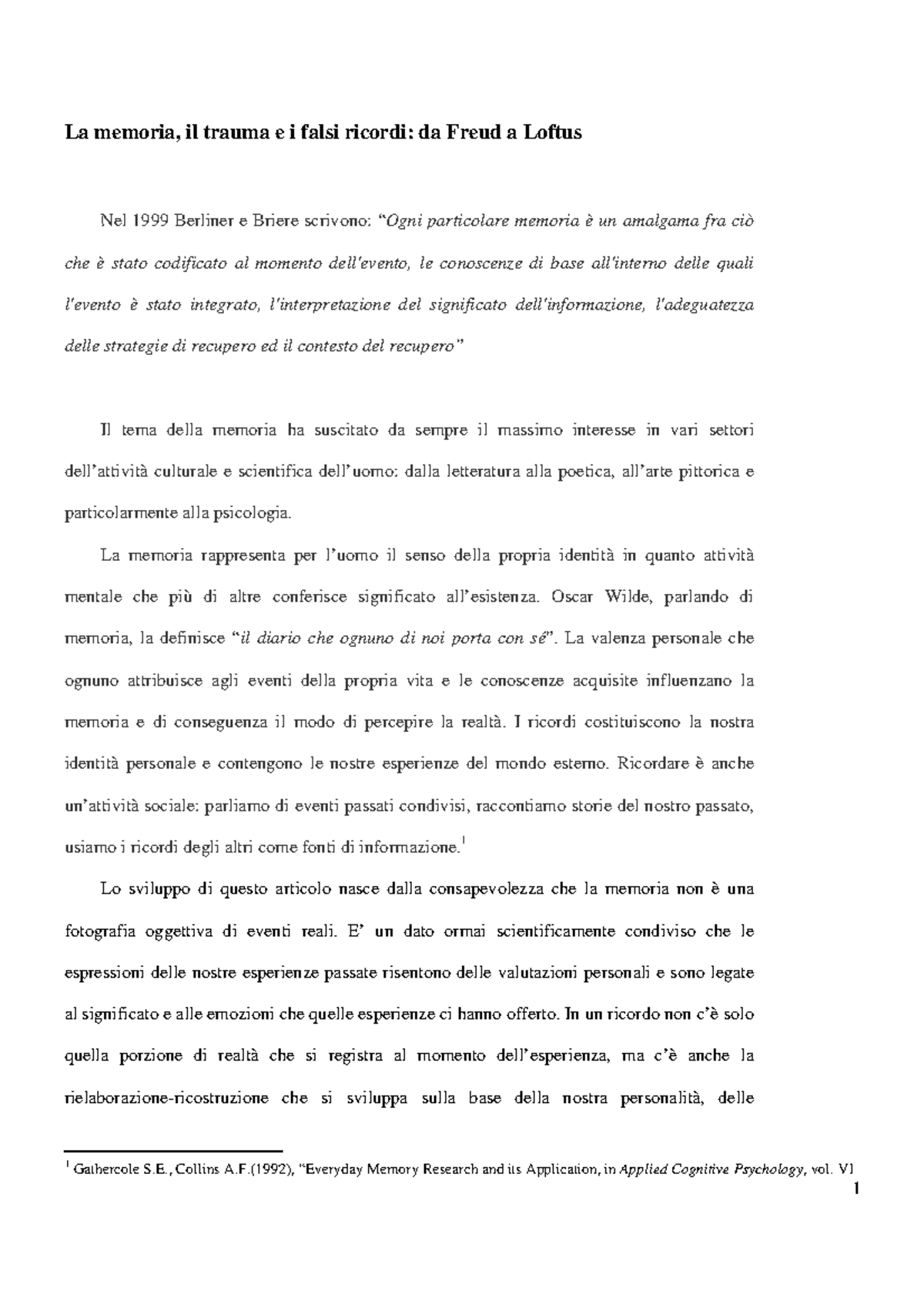 Falsi ricordi zammitti mannino - La memoria, il trauma e i falsi ...