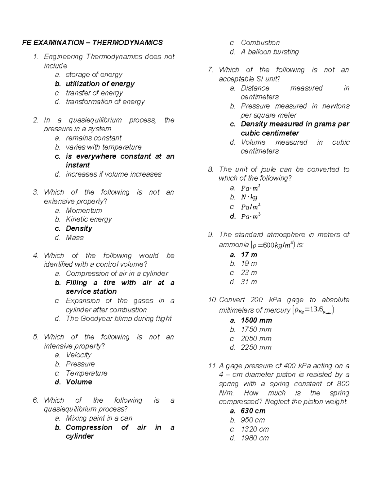 FE Examination - FE EXAMINATION – THERMODYNAMICS Engineering ...